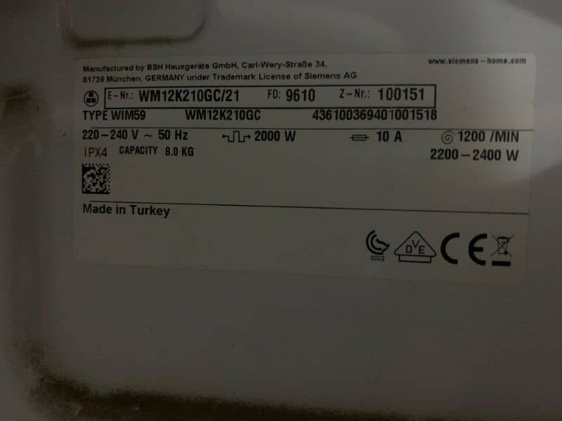 Siemens fully automatic washing machine 5