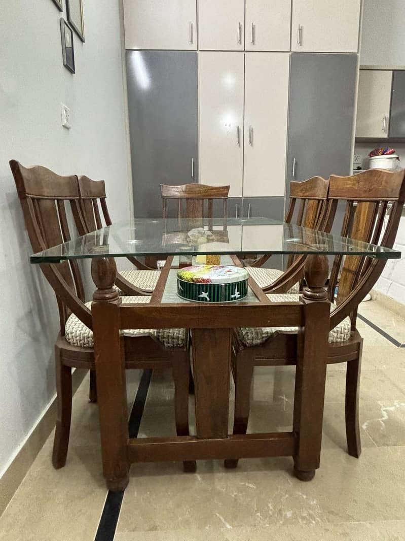 Wooden Dining Table + 6 Chairs 1