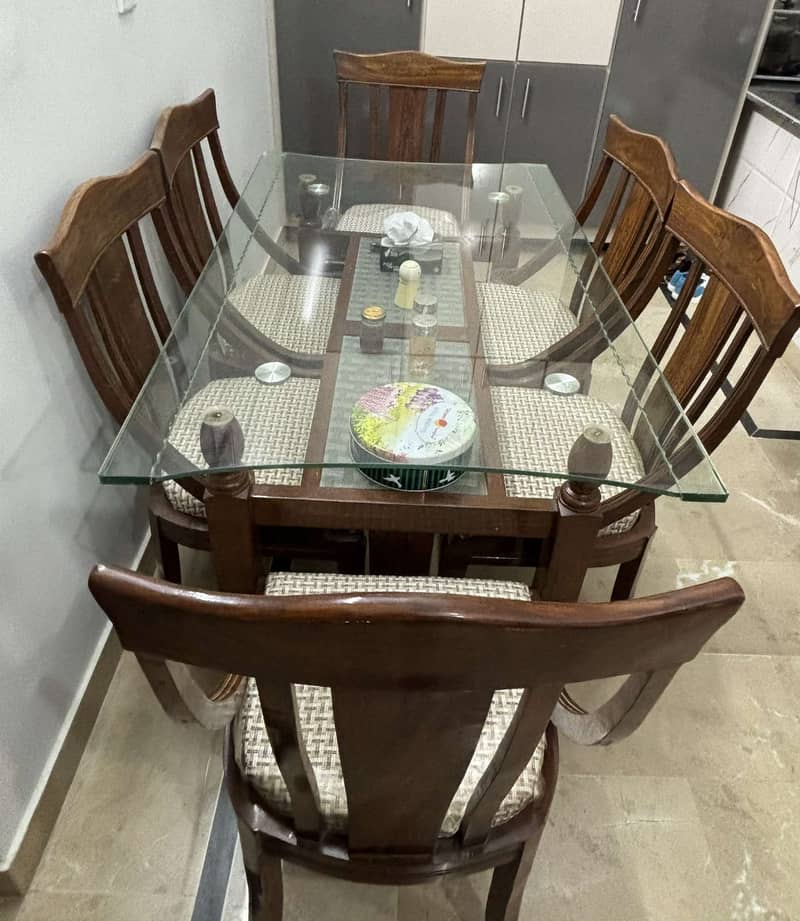 Wooden Dining Table + 6 Chairs 3