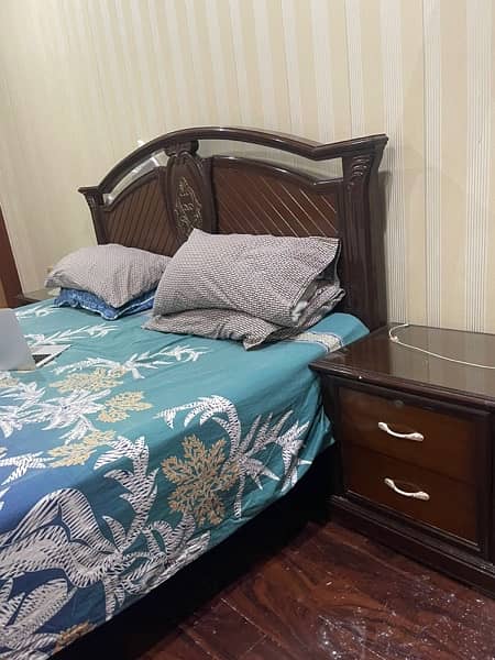 Wooden Solid Bed with side tables 1