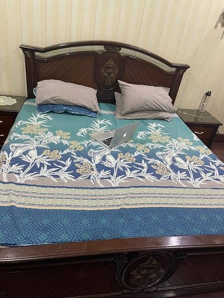 Wooden Solid Bed with side tables 5