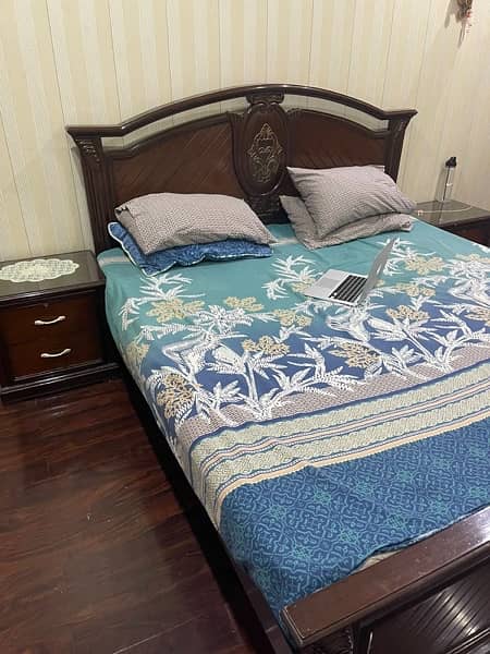 Wooden Solid Bed with side tables 6