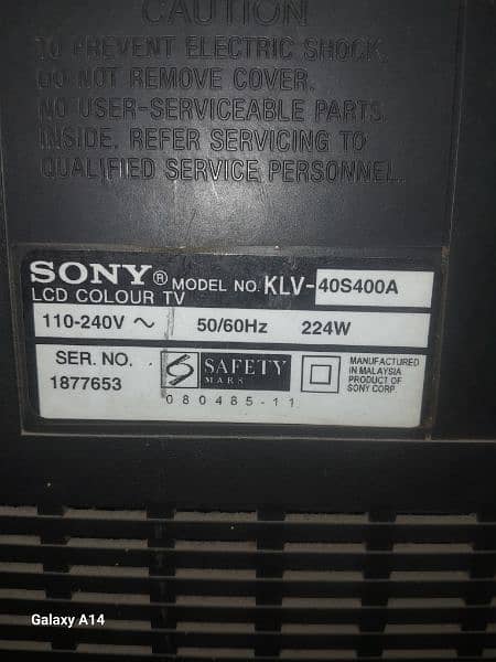 Sony Bravia KLV40S400A LCD color TV 0