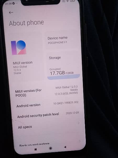 Poco f1  6/128 storage 5