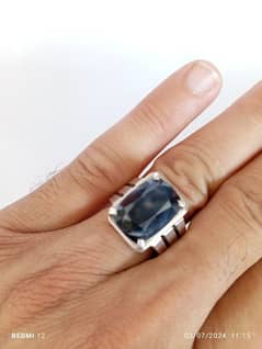 kashmir sapphire with silver ring