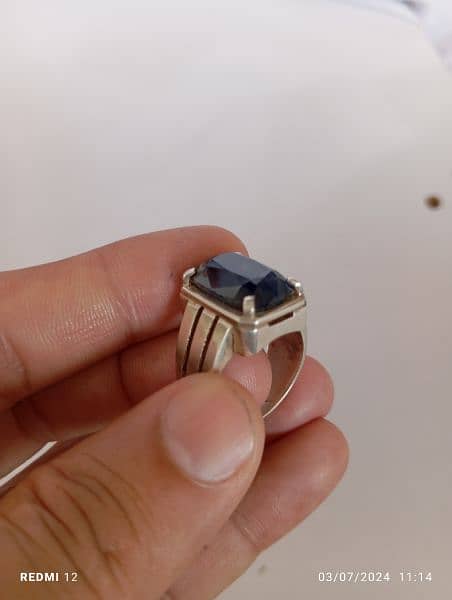 kashmir sapphire with silver ring 1
