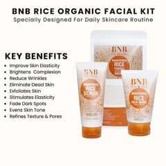 BNB Brightening Glow Kit with Rice Scrub, Face Wash, and Mask.