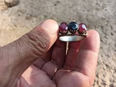 original 2 Ruby and 1 sapphire antique style ring for men