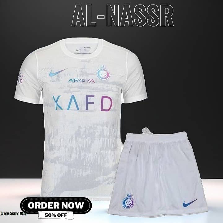 Al nassr White Ronaldo Club Shirt & Short 1