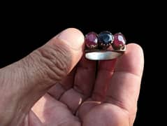 original 2 Ruby and 1 sapphire antique style ring for men