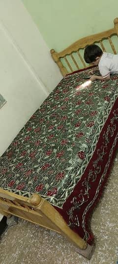 smart single wooden bed with mattress like new