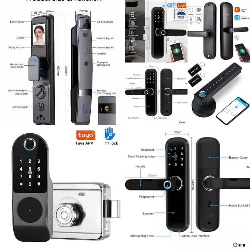 Fingerprint Face Electric Smart wifi Door Lock Main Gate lock Tuya 0