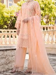 PEACH SCHIFFLI LAWN 3 PIECE STITCHED - ALP-3PS-1589 0