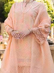 PEACH SCHIFFLI LAWN 3 PIECE STITCHED - ALP-3PS-1589 1