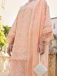 PEACH SCHIFFLI LAWN 3 PIECE STITCHED - ALP-3PS-1589 2