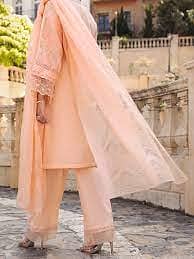 PEACH SCHIFFLI LAWN 3 PIECE STITCHED - ALP-3PS-1589 3