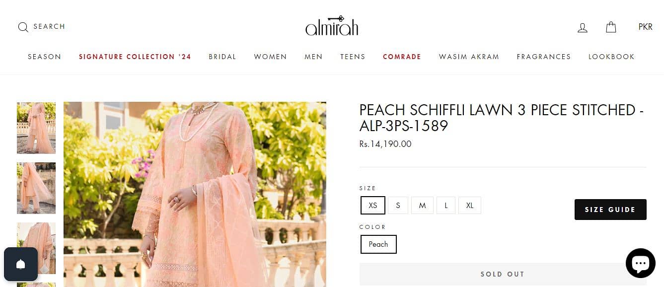 PEACH SCHIFFLI LAWN 3 PIECE STITCHED - ALP-3PS-1589 4