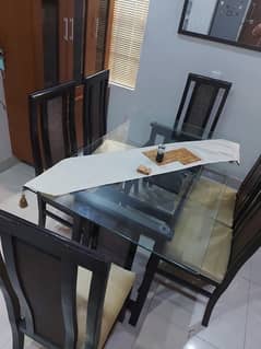 double space dinning table with 6 chairs 0