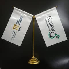 Dual Custom Table Flags with Stand for Director , CEO , and MD office