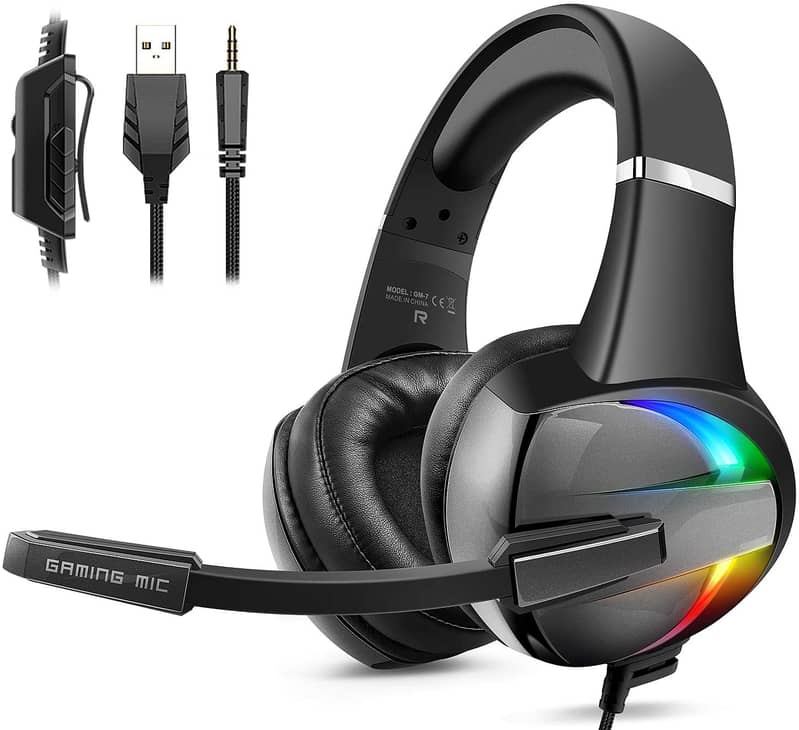 PRO RGB Gaming Headphones With USB Mic For PC Laptop XBOX PS4 Headset 2