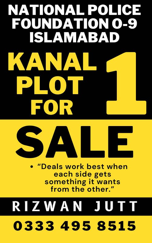 1 Kanal Plot Available For Sale in National Police Foundation o-9 Islamabad 0
