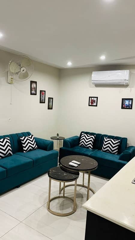 we are offering a 1 bed furnished apartment for rent in Jasmine block bahria town 1