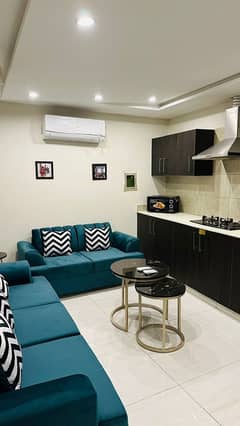 we are offering a 2 bed furnished apartment for rent in Chembeli Block bahria Town Lahore 0
