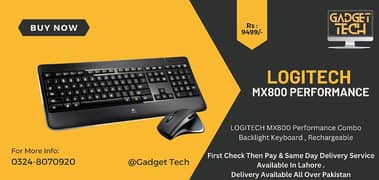 Logitech mx800 Performance Wireless Keyboard Mouse Combo For Designing