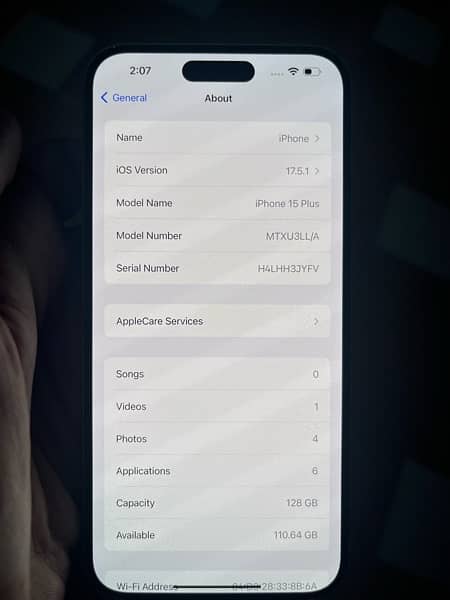 IPhone 15plus 128gb JV 100% Battery 7