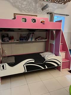 kids triple bunker bed with cupboard stairs 2 YO