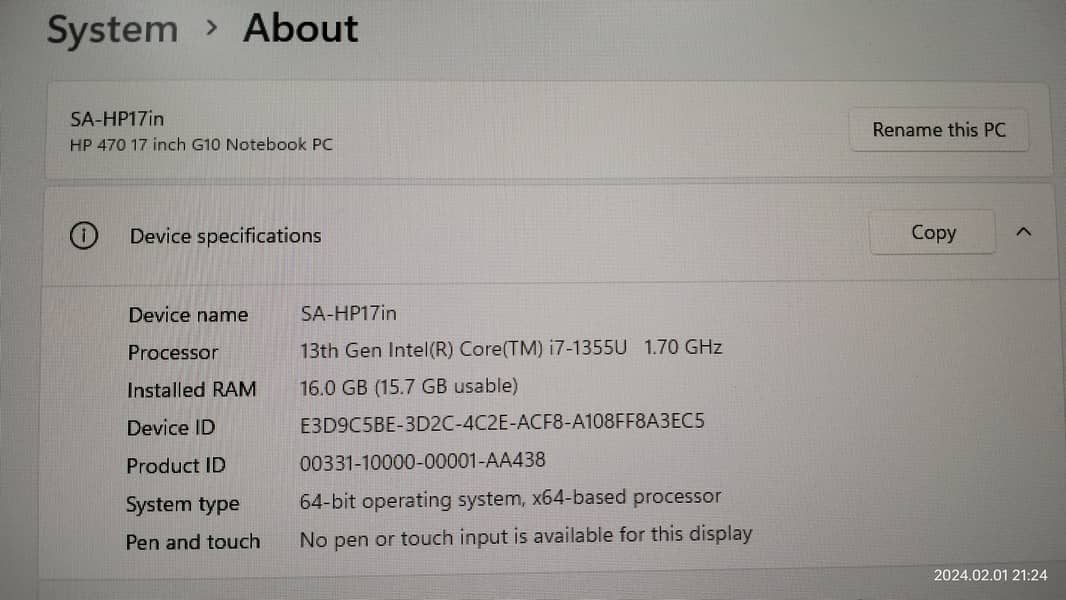 HP Laptop i7 13 Gen 16GB | 2GB NVDIA GeForce| 512GB HDD 5