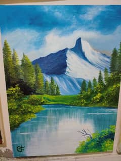 mountains painting on canvas