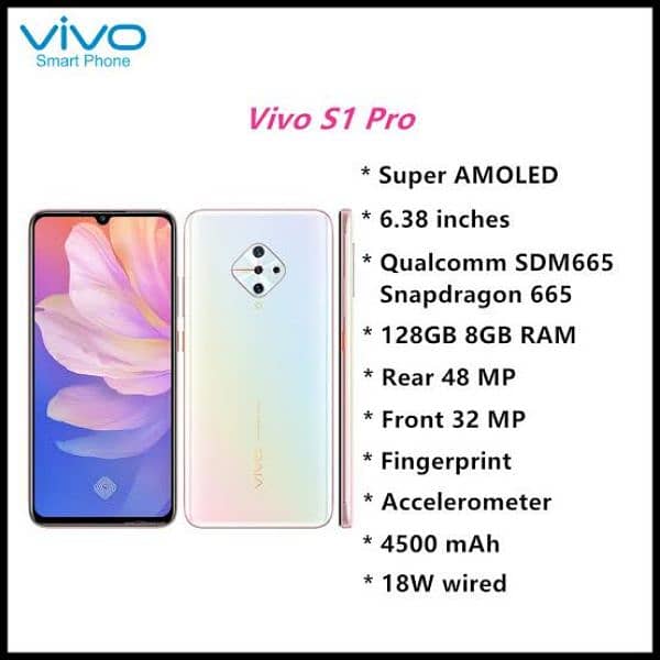 Vivo S1 Pro 8/128GB Snapdragon with box&charger  for sale 1