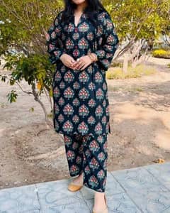 2 PC women's stitched lawn printed suit