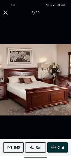 double bed set, king size bed set, sheesham wood bed set, complete set