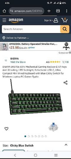 DIERYA DK61SE 60% Mechanical Gaming Keyboard, 61 Keys Anti-Ghosting,