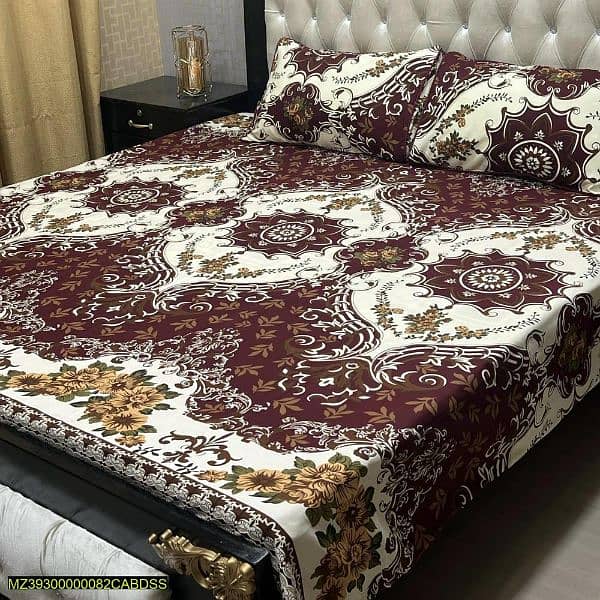 3 Pc crystal cotton printed double Bedsheets 2