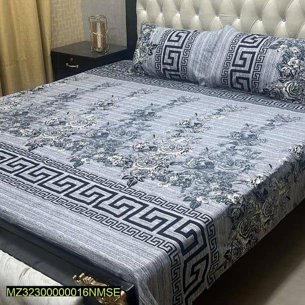 3 Pc crystal cotton printed double Bedsheets 4