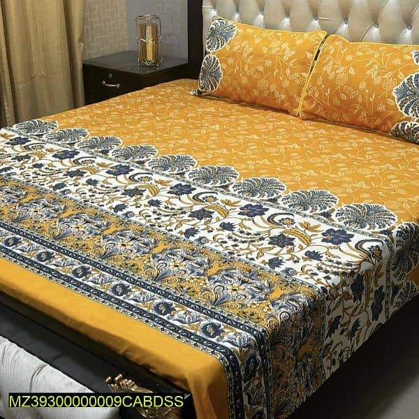 3 Pc crystal cotton printed double Bedsheets 5