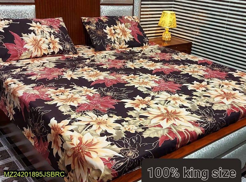 3 Pc crystal cotton printed double Bedsheets 6