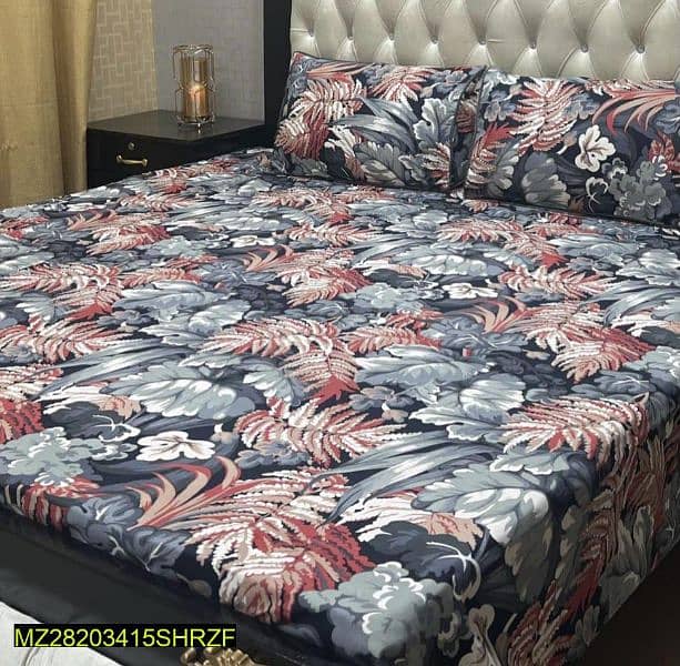 3 Pc crystal cotton printed double Bedsheets 7