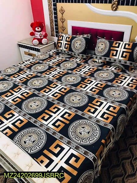 3 Pc crystal cotton printed double Bedsheets 8