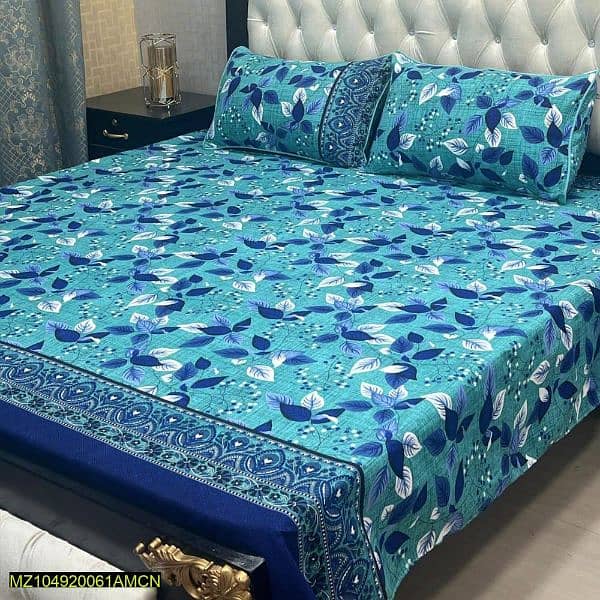 3 Pc crystal cotton printed double Bedsheets 9