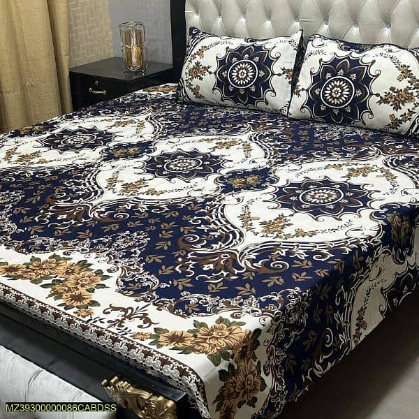3 Pc crystal cotton printed double Bedsheets 11