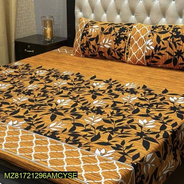 3 Pc crystal cotton printed double Bedsheets 12
