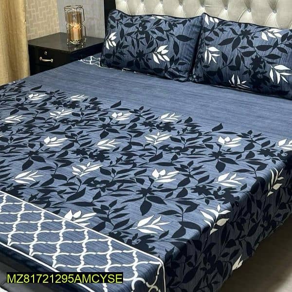 3 Pc crystal cotton printed double Bedsheets 13