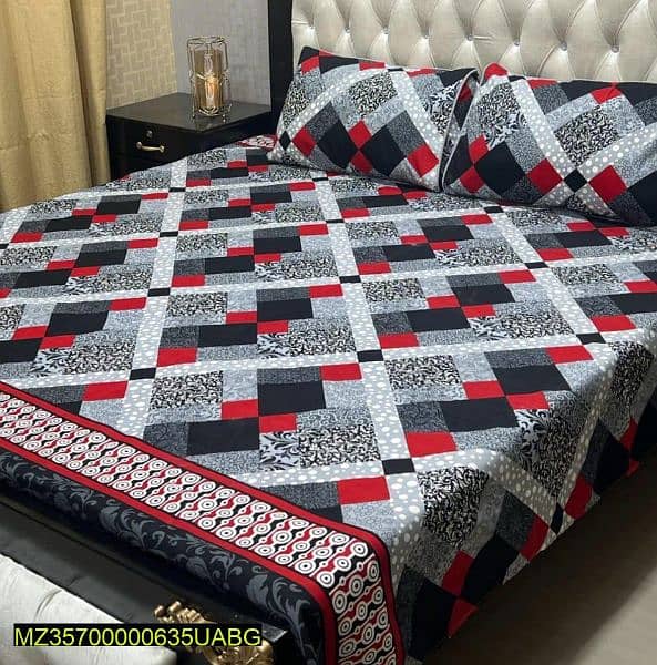 3 Pc crystal cotton printed double Bedsheets 16