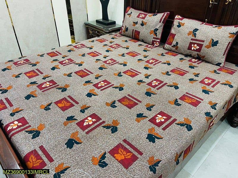 3 Pc crystal cotton printed double Bedsheets 18