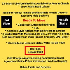 3.5Marla Fully Furnished Flat For Rent at Waris Road Lahore