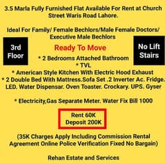 3.5Marla Fully Furnished Flat For Rent at Waris Road Lahore